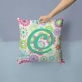 thumbnail image 2 of Monogram Letter Flowers Fabric Decorative Pillow, 2 of 4