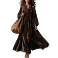 thumbnail image 2 of Jowdiw Velvet Dress for Women Plus Size Long Sleeve Cowl Neck Loose A Line Maxi, 2 of 6