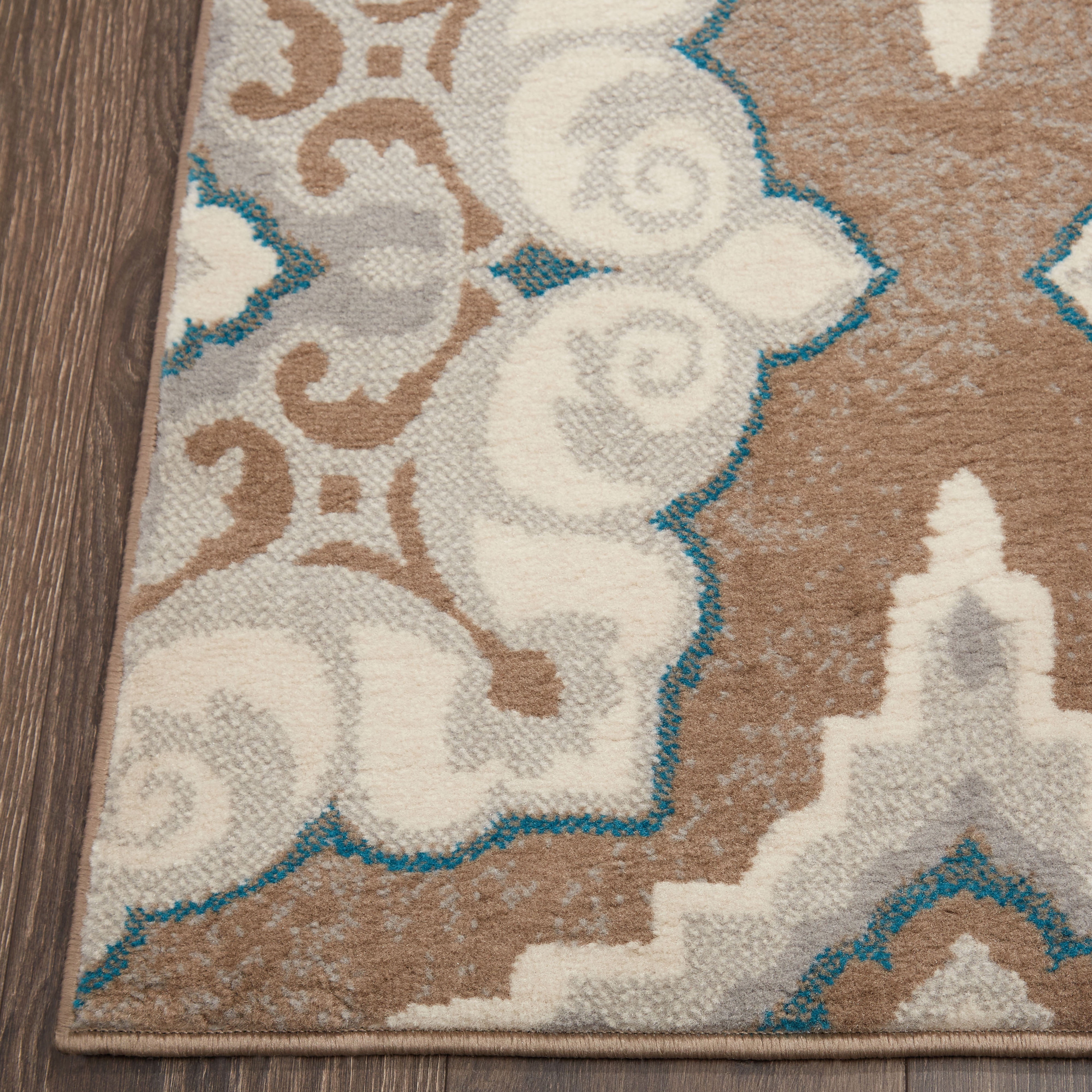 Home Dynamix Tremont Salem Patterned Area Rug, Taupe/Blue, 1'9"x7'2"