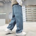 thumbnail image 6 of lnmuld Jeans for Boys Loose Fit Denim Trousers Casual Streetwear Wide Leg Jeans for Kids Comfortable Daily Wear Size:6-7 Years, 6 of 9