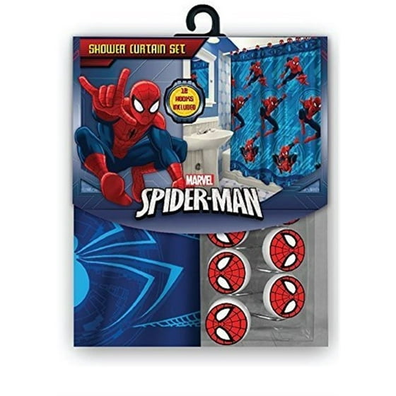 13pc Amazing Spider Man Shower Curtain And Hooks Set Com