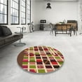 thumbnail image 3 of Ahgly Company Indoor Round Patterned FireBrick Red Area Rugs, 8' Round, 3 of 6