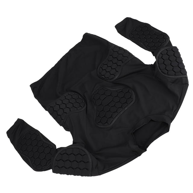Football Goalkeeper Compression Shirt, Quick Drying Breathable Long Sleeve Soccer Training Uniform with EVA High Elastic Impact Blocks for Shoulders Waist Back Protection
