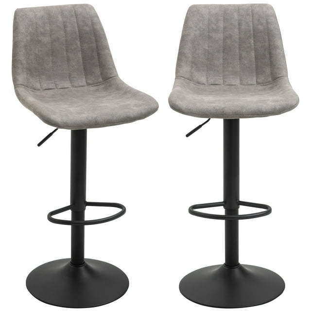 HOMCOM Tabourets de Bar Réglables, Ensemble de 2, Tabourets de Bar Pivotants en Leathaire avec Dossier
