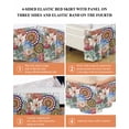thumbnail image 6 of Boho Floral Bed Skirt Cal King Size, Bohemia Colorful Mandalas Botanical Flower Wrap Around Bed Skirting with Adjustable Elastic Strap, Dust Ruffled Pleated Bedskirts 18 Inch Drop for Bedroom Beds, 6 of 9