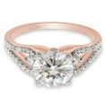thumbnail image 3 of Round Cut Lab Created Moissanite Diamond Split Shank Engagement Ring In 14K Rose Gold Plated Sterling Silver(G-H Color,VVS1 Clarity,2.00 Cttw)-9.5, 3 of 7