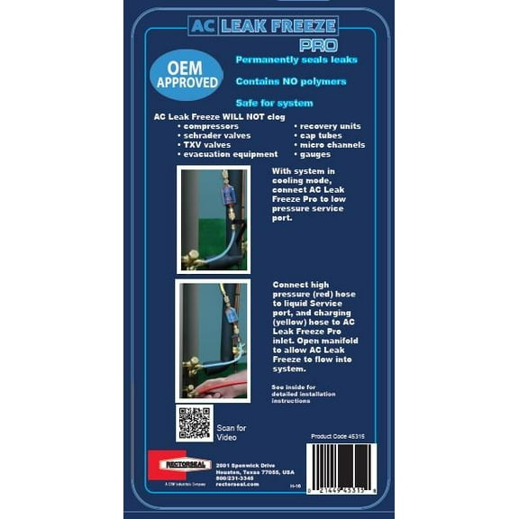 Rectorseal 45315 - Disposable Injector With 1.5 Oz. Ac Leak Freeze Pro