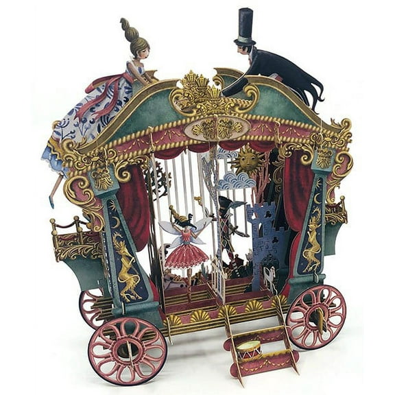 Notes & Queries Puppet Theater Carriage 3D Pop Up Laser Cut Keepsake Paper D'Art Blank Note Card