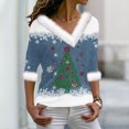 thumbnail image 1 of Prix Réduit! Aqestyerly Hauts de Noël à Manches Longues pour Femmes, Pull Imprimé Col en V Manches Longues, 1 of 3