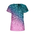 thumbnail image 5 of Women Square Neck Short Sleeve Long Flowy Tunic Top Floral Shirt Pleated Dressy Blouses Curved Hem Summer Casual Tee, 5 of 5