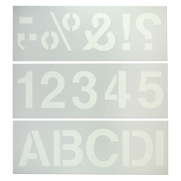 Creative Start® Stencil Kit, Reusable Plastic, Letters, Numbers and Symbols, Helvetica, 3", 48 Characters