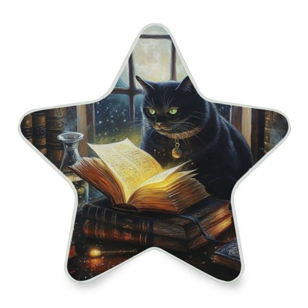 WOBOGO Black Cat Magic Room LED Star Night Light 0.2 Watt Wall Plug Dusk to Dawn Auto Switch Adjustable Brightness Soft White Light
