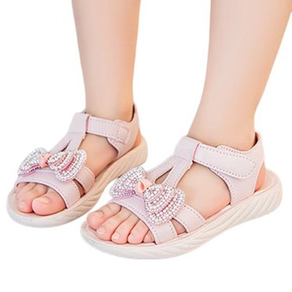 NAFUU Kids Girls Boys Sandals Solid Color Bowknot Sandal 2026 Summer Children's Soft Bottom Medium Sized Sandals Girls Dressy Sizes 3.5-4 Years