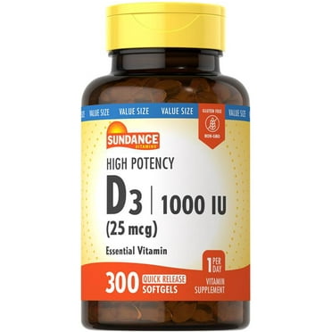 High Potency Vitamin D3 | 1000 IU (25 mcg) | 300 Softgels | For Men and Women | by Sundance