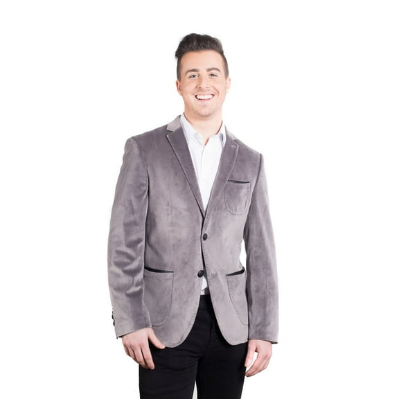 Elie Balleh Gray Men’S Velvet Sports Coat Blazer Jacket