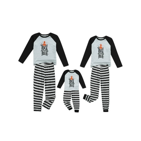 

Christmas Kids-Parent Pajamas Set Long Sleeve Tops Stripe Printed Long Pants