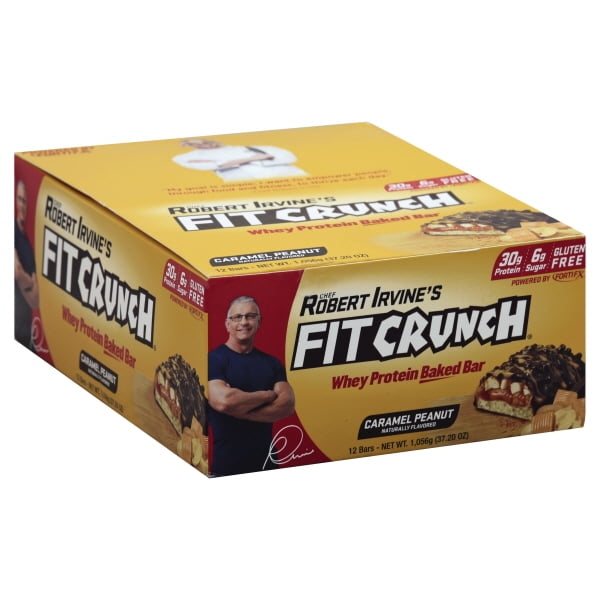 FITCRUNCH Whey Protein Baked Bar Caramel Peanut 12 Bars 3 10 oz 88 g