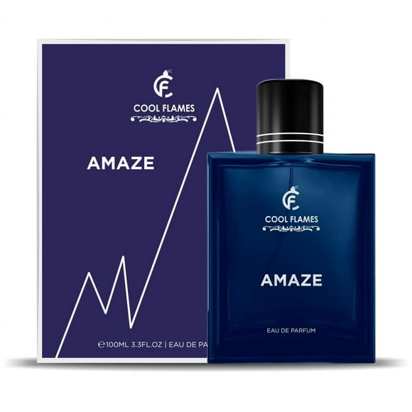 Cool Flames Amaze Eau de Parfum pour Hommes & Femmes 100ml, 3.4 Fl.oz. / Fragrance Unisexe Longue Durée Premium - avec des Notes de Bergamote, Patchouli, Lavande & Cèdre - Parfum de Voyage