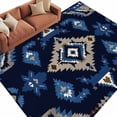 thumbnail image 3 of 6x9 Washable Area Rug, Ethnic Style Pattern Non-Slip Large Rectangle Rug for Living Room Dining Room, Retro Weaving Blue Brown Abstract Art Indoor Floor Mat for Home Decor, 3 of 9
