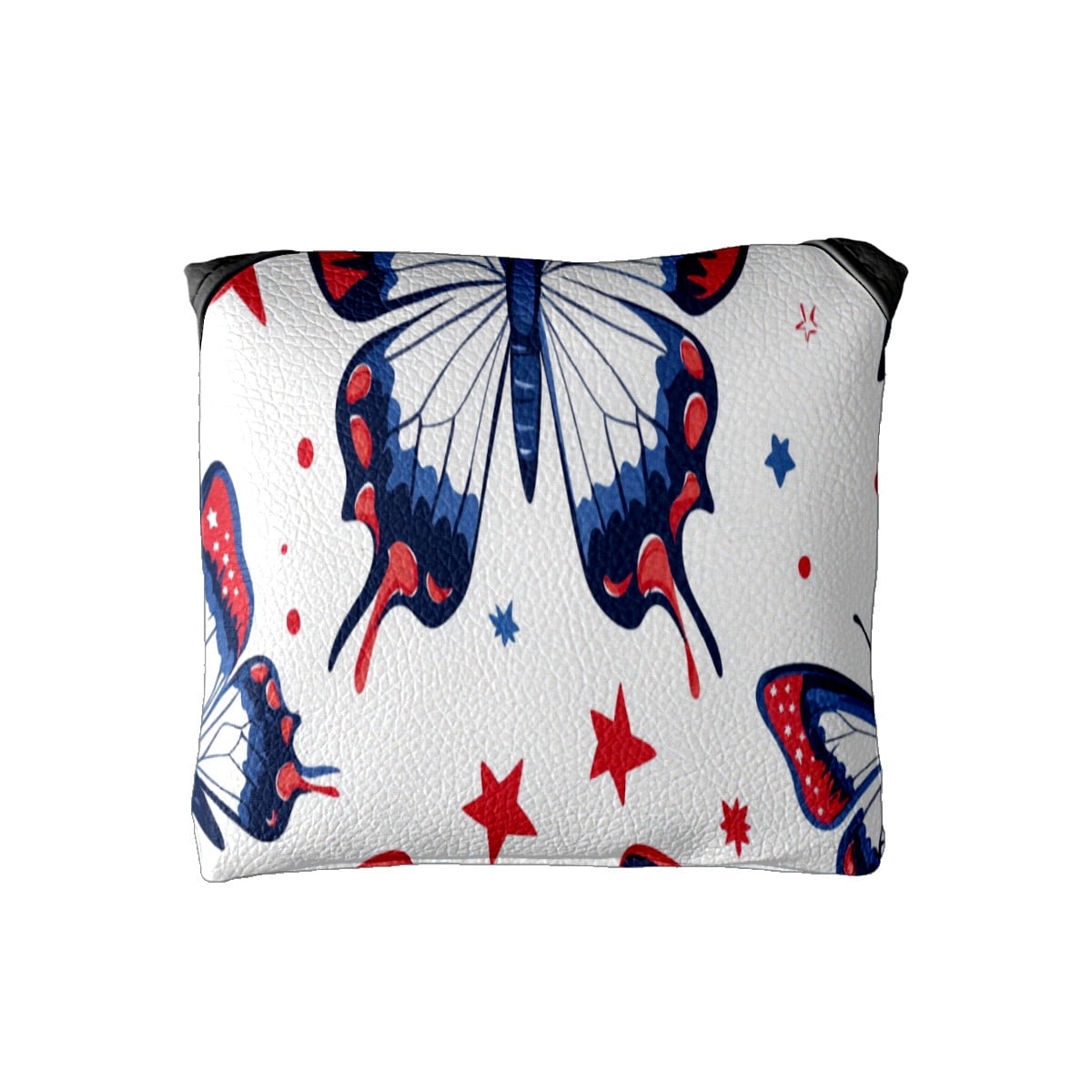 Golf Mallet Putter Cover Premium Leather Waterproof Golf Putter Head Cover with Magnetic Closure Red Blue Butterfly