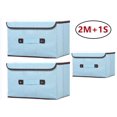 thumbnail image 1 of Storage Boxes, [3-Pack] Large Linen Fabric Foldable Storage Cubes Bin Box Containers Storage Bins with Lid and Handles for Nursery, Closet, Bedroom, Home - Blue, 1 of 8