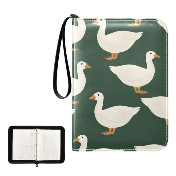 Trading Card Binder Album 400 Pockets 50 Removable 4-Pocket Pages Waterproof White Duck on Green