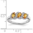 thumbnail image 4 of Sterling Silver Rhodium 3 Stone Citrine & Diamond Ring (Size 6) Made In India qdx730-6, 4 of 5