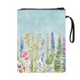 thumbnail image 2 of HELLHERO Polyester Fabric Book Sleeve Retro Notebook Wraps Book Club Gifts Textbook Paperbacks Supplies Book Lovers Gifts, Light Blue Watercolor Wildflowers Tote, 2 of 8