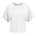 thumbnail image 5 of Rggeeun Women T-Shirts Cropped Loose Fit Plus Size Flowy Wide Short Sleeve Crew Neck Solid Color for Summer Travel Party Fashion Tee,White,Xxxxxl, 5 of 5
