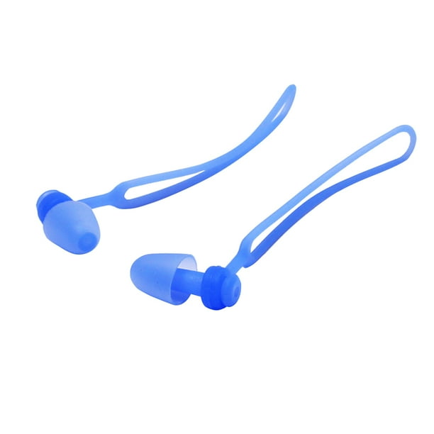 EeaseMX 1 par de tapones para los oídos impermeables y ergonómicos para natación y buceo, con cuerda, para hombres, mujeres y niños (azul)