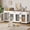 Brown + Straight Oak White, variant on 71" Double Dog Crate Furniture for 2 Dogs, Heavy-Duty Wooden Indoor Kennel with Removable Divider - 3 Storage Drawers, Double Door - Dog Cage TV Stand/End Table, Chilean Walnut AB Box
