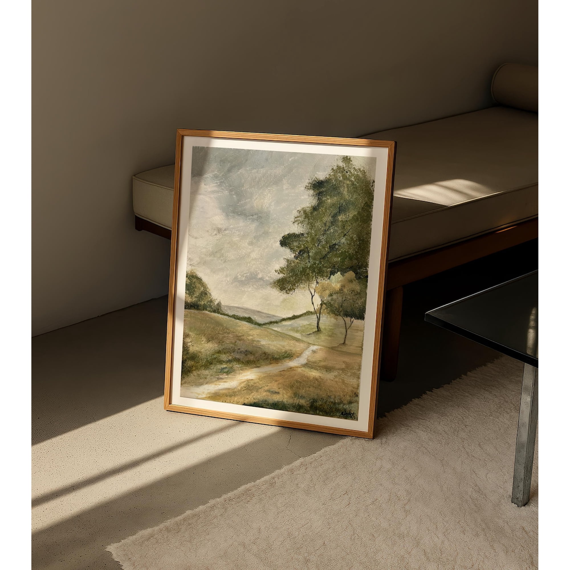 Vintage Countryside Cottagecore Landscape Wall Art Print Peaceful Rustic Decor