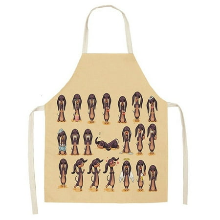 

Cooking Apron Adult Cotton And Linen Apron Animal Series Printed Apron Household Cleaning Coverall Sausage Dog Apron Parent Child Apron