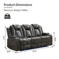 thumbnail image 5 of 3-Seat Power Recliner Chair Sofa Set for Living Room,Gray Faux Leather Electric Home Theater Seating Reclining Sofa Couch with Flipped Middle Backrest,LED Light,USB Port,Cup Holder,Hidden Arm Storage, 5 of 6