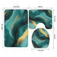 thumbnail image 3 of Teal and Gold Marble Flow Lines Pattern Bathroom Rugs Sets 3 Piece,Toilet Cover Set,Absorbent Non Slip Bathroom Mats Sets with U-Shaped Contour Rug Toilet Rug Set, 3 of 5