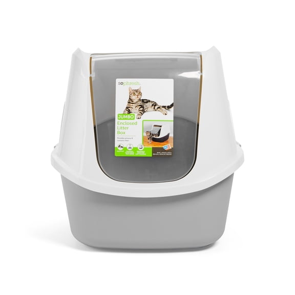 So Phresh Jumbo Enclosed Cat Litter Box Grey 23.4" L X 19.3" W X 18.5" H