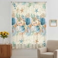 thumbnail image 2 of Beach Coastal Beige Sheer Curtains 45 Inches Long, Nautical Shell Starfish Coral Summer Light Filering Curtains, Breathable Simi Curtain Privacy Drapes for Kitchen Bathroom Small Window Treatment, 2 of 9