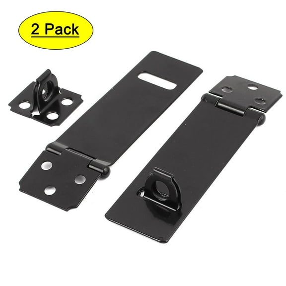 Uxcell 4" Long Metal Furniture Drawer Hardware Padlock Mounting Hasp Staple Set Black 2Pcs