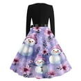 thumbnail image 7 of Christmas Dresses for Women Women's Casual Fashion Round Neck Long Sleeve Christmas Printed Party Vintage Long Dresses for Holiday Gathering,Purple,XL, 7 of 7