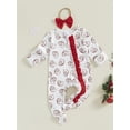 thumbnail image 2 of Suealasg Baby Girl Christmas Pajamas Rompers Infant Footie Jumpsuit Long Sleeve Santa Print One-Piece Pajamas Newborn Zip Up Full Length Jumpsuits, 2 of 7
