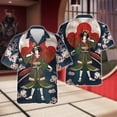 thumbnail image 2 of Camisas de guerrero japonés con estampado 3D para hombre, camisas playeras con gráficos de samurái, blusas de manga corta abotonadas a la moda para hombre, 2 of 5