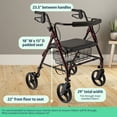 thumbnail image 6 of Medline Rolling Walker, Folding Rollator with Seat and 8-In Wheels, Heavy Duty, Burgundy, 400-lb Capacity, Steel, 6 of 6