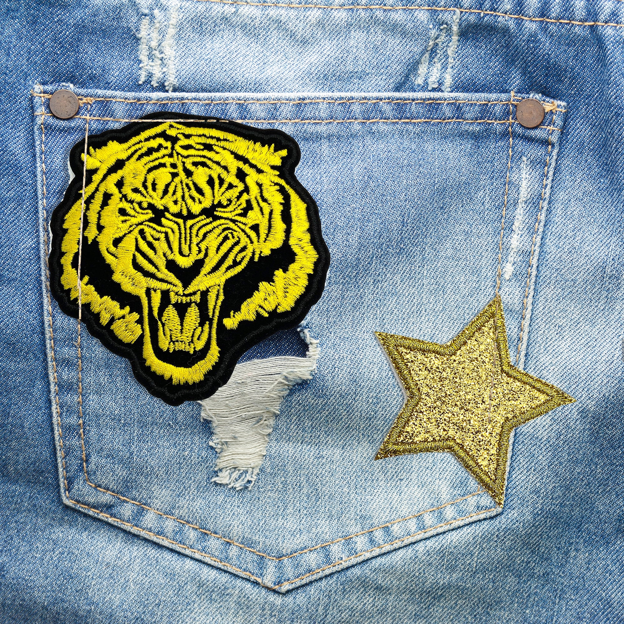 Iron on Patches for Jeans, Animal Patches, Small Tiger Patch Iron In,  Velcro -  Denmark