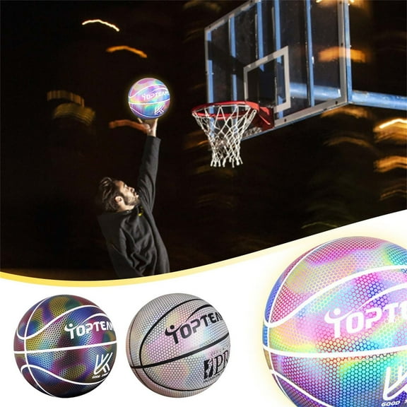 Basketball Holographic Reflective Basketball Indoor Outdoor Leather Basketball