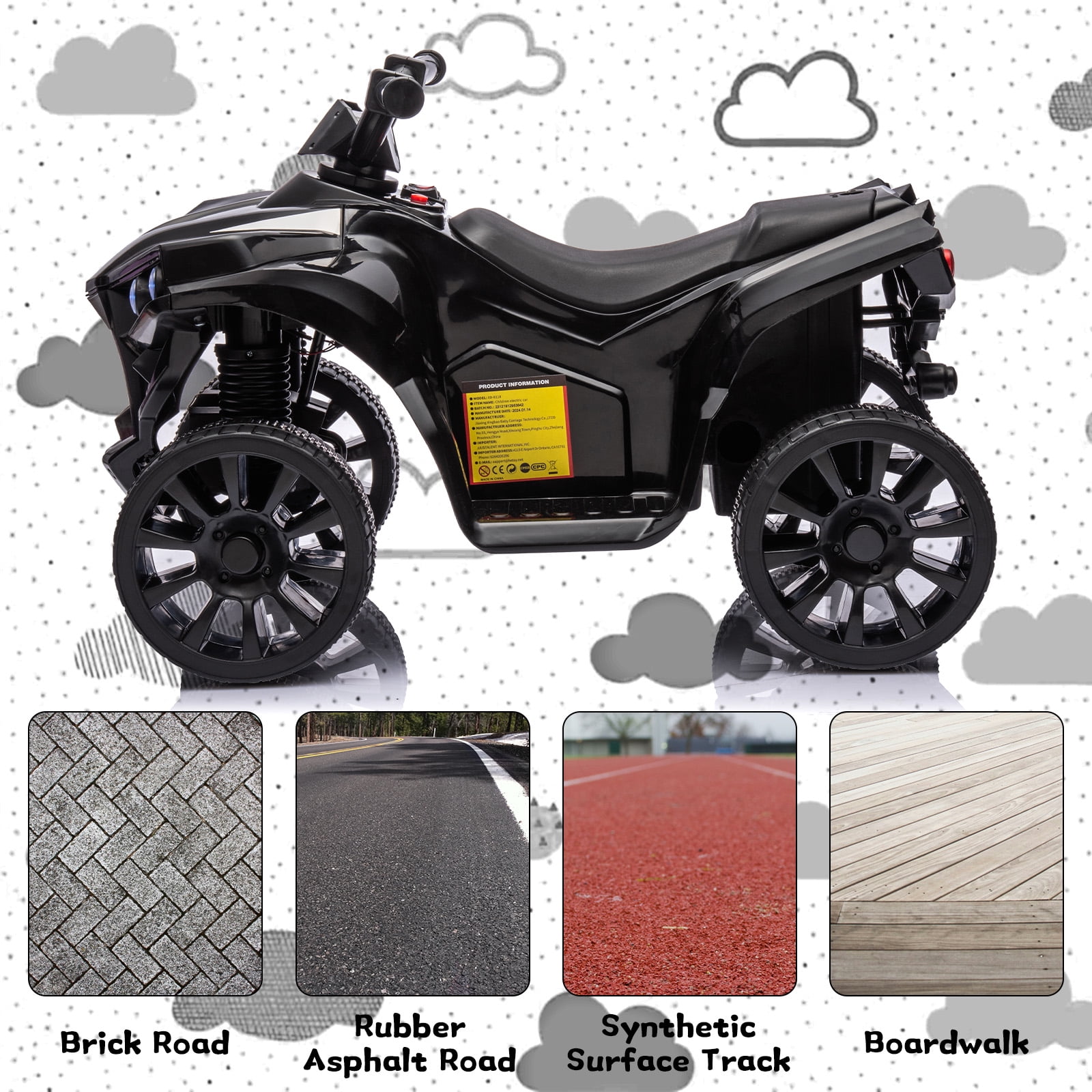 Telyswee Kids ATV 4 Wheeler 6V Ride on Toy with 1.8MPH Max Speed, Wear-Resistant Wheels, Music & Foot Pedal, Battery Powered Electric Quad Car for Kids Aged 3-8