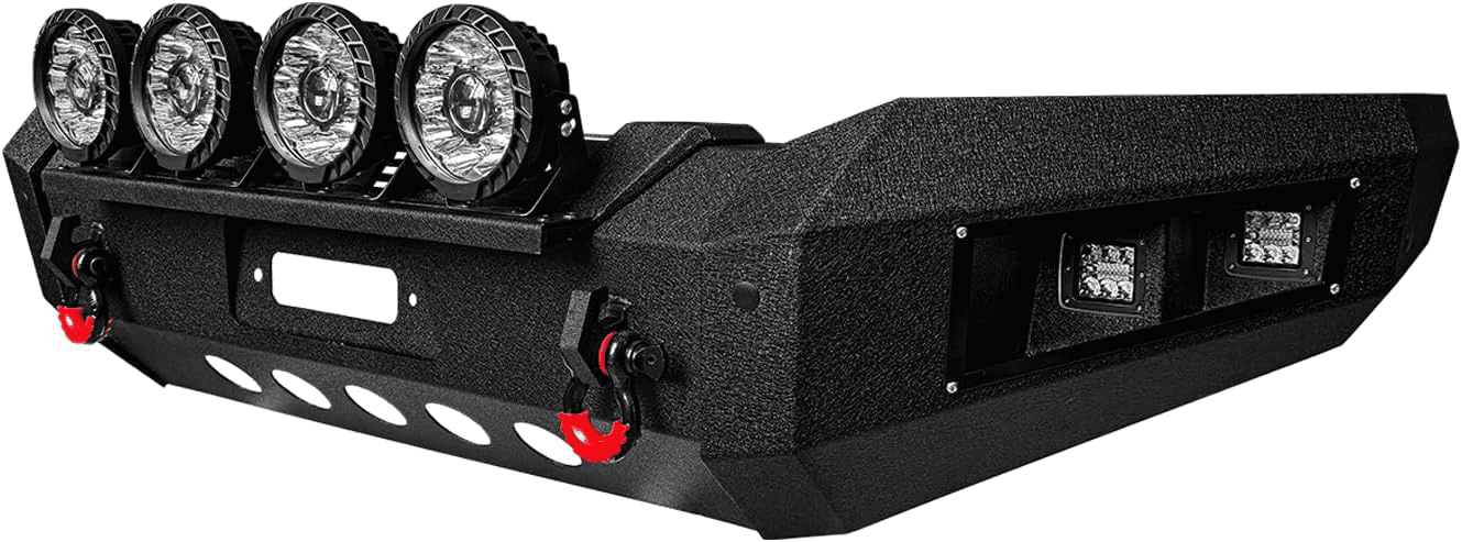 TIOYAR Compatible with 2019-2020-2021-2022-2023-2024 Dodge RAM 2500/3500 Front Bumper Textured Black Steel With Winch Plate and Lights