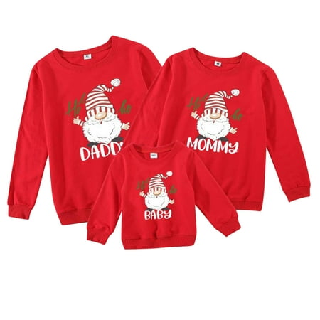 

TAIAOJING Santa Cartoon Print Parent And Child Long Sleeve Sweater Kid Style
