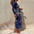 thumbnail image 4 of Robe Longue à Manches Longues Imprimé Teinture sur Nœuds pour Femmes Automne, 4 of 7