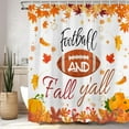 thumbnail image 3 of Fall Football Sport Shower Curtain, Fall Autumn Maple Leaves Pumpkin Farmhouse Harvest Football Thanksgiving Shower Curtain for Bathroom Autumn Bath Curtains with Hooks,72x72IN, 3 of 7