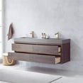 thumbnail image 3 of Palencia 60" Double Sink Wall-Mount Floating Dark Oak Bathroom Vanity No Mirror, 3 of 11